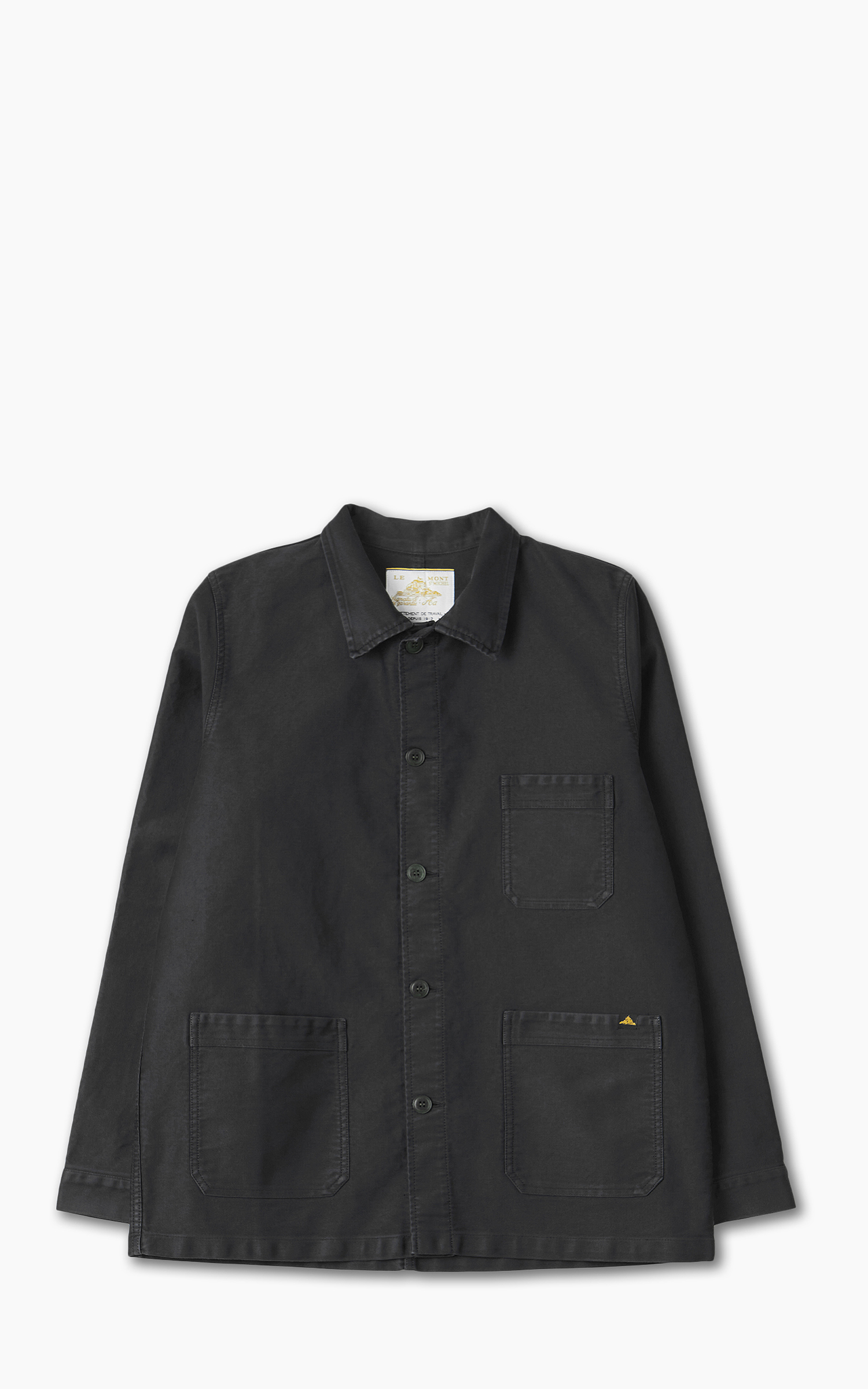 Le Mont St Michel Genuine Work Jacket Moleskin Vintage Wash Black Cultizm