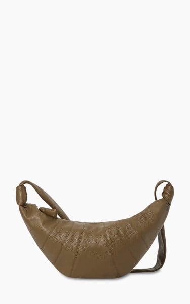 Lemaire Medium Croissant Bag Grained Leather Olive Brown