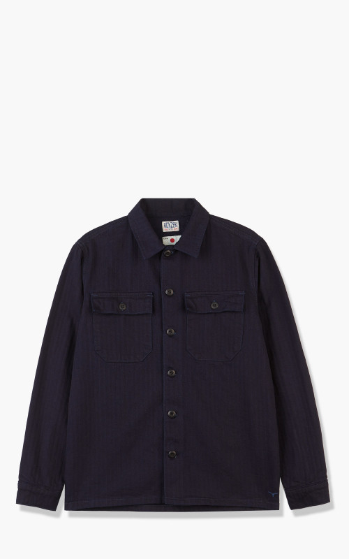 Benzak BWS-03 Military Overshirt Herringbone Indigo x Indigo 11oz