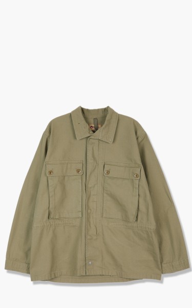 Nigel Cabourn Zip Military Jacket Cotton Herringbone US Green