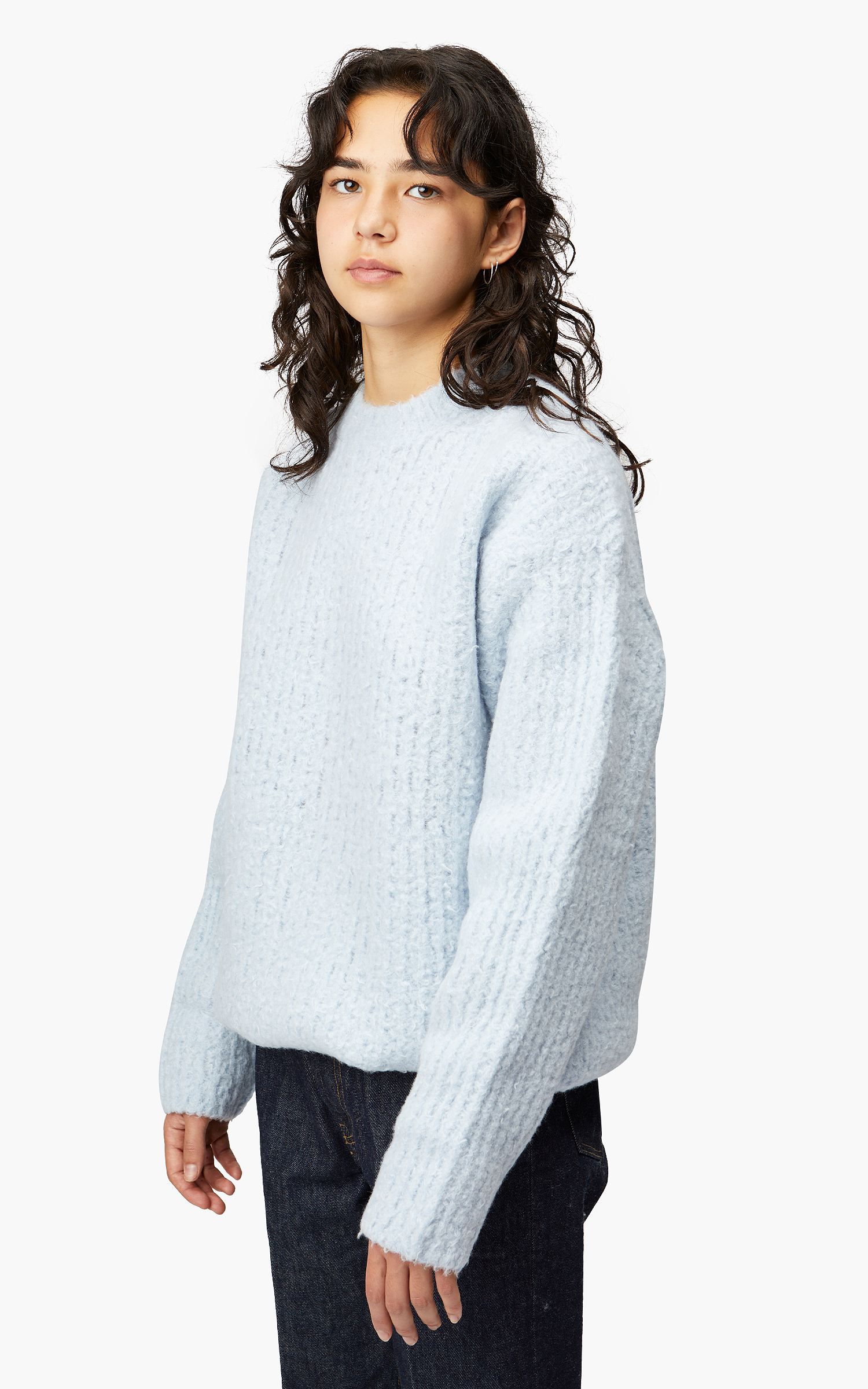 Auralee W Milled Wool Moal Knit Big P/O Light Blue | Cultizm