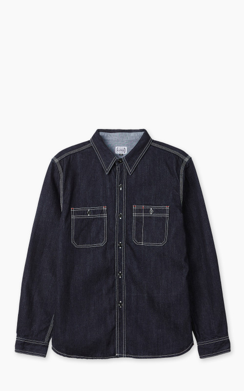 The Flat Head FN-SDK-301L Denim Work Shirt Selvedge Indigo
