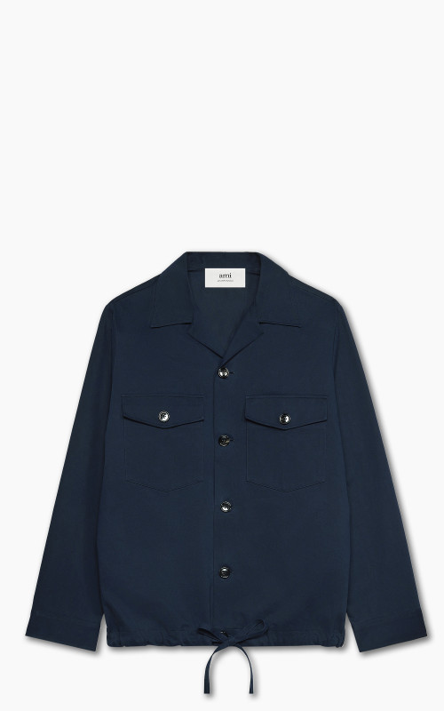 AMI Paris Overshirt With Drawsting Night Blue