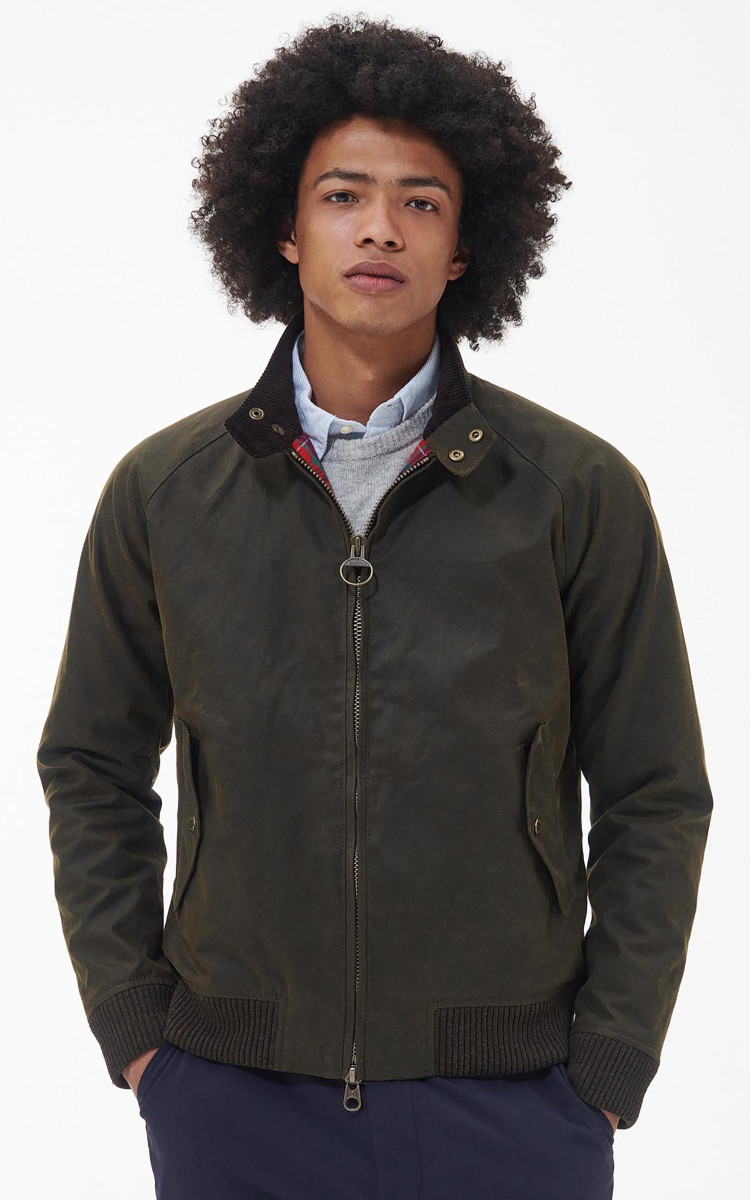 Barbour × Baracuta wax jacket MWX2327 Barbour x Baracuta MA-1 Waxed Harrington Jacket - MWX2327-OL