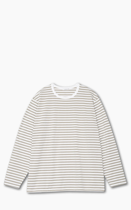 Nanamica COOLMAX Stripe Jersey L/S Tee Taupe/White