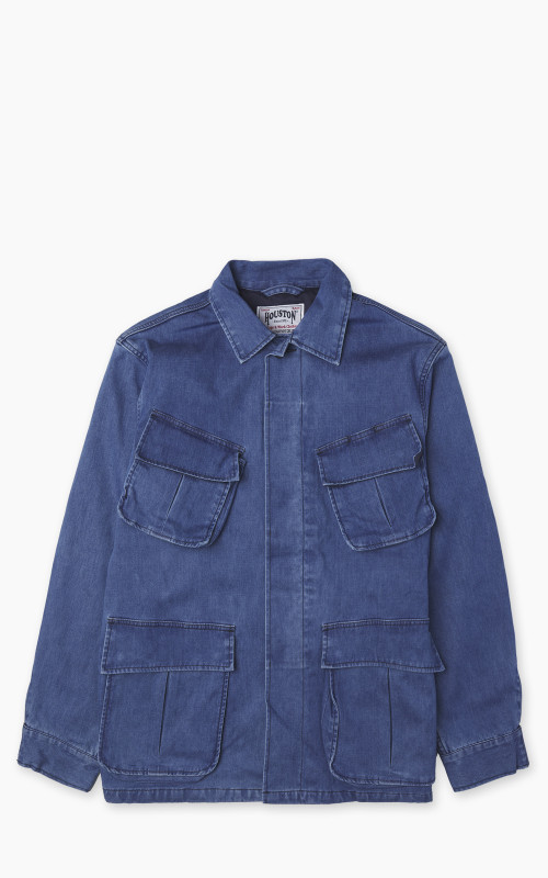 Houston Denim Fatigue Jacket Indigo Vintage Wash
