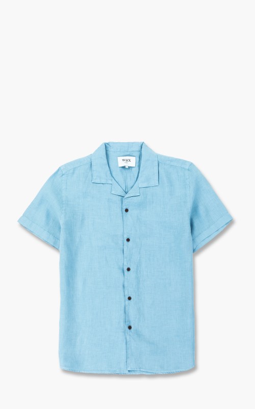 Wax London Didcot Linen Shirt Sky Blue