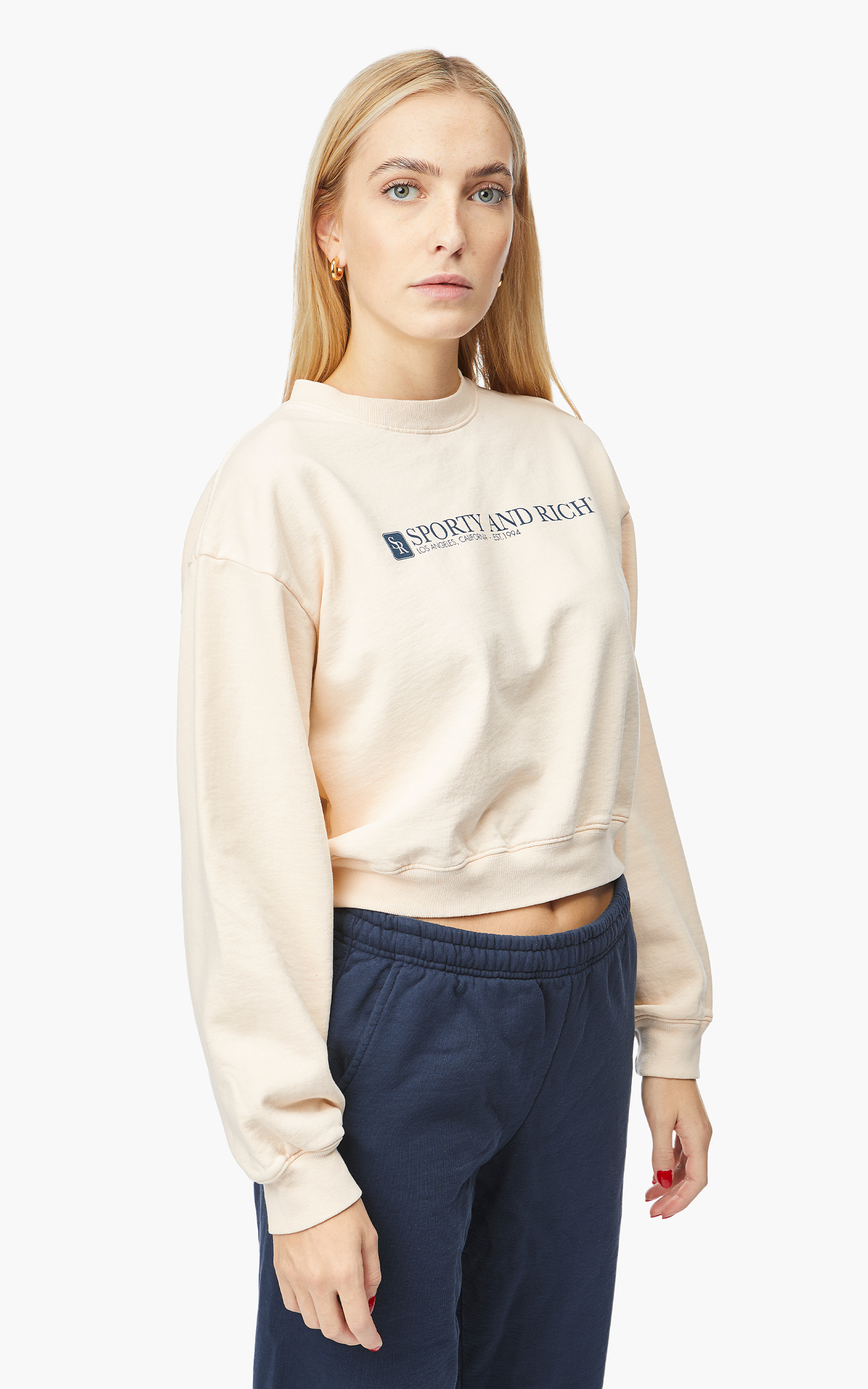 Sporty & Rich 94 Cropped Crewneck Cream | Cultizm