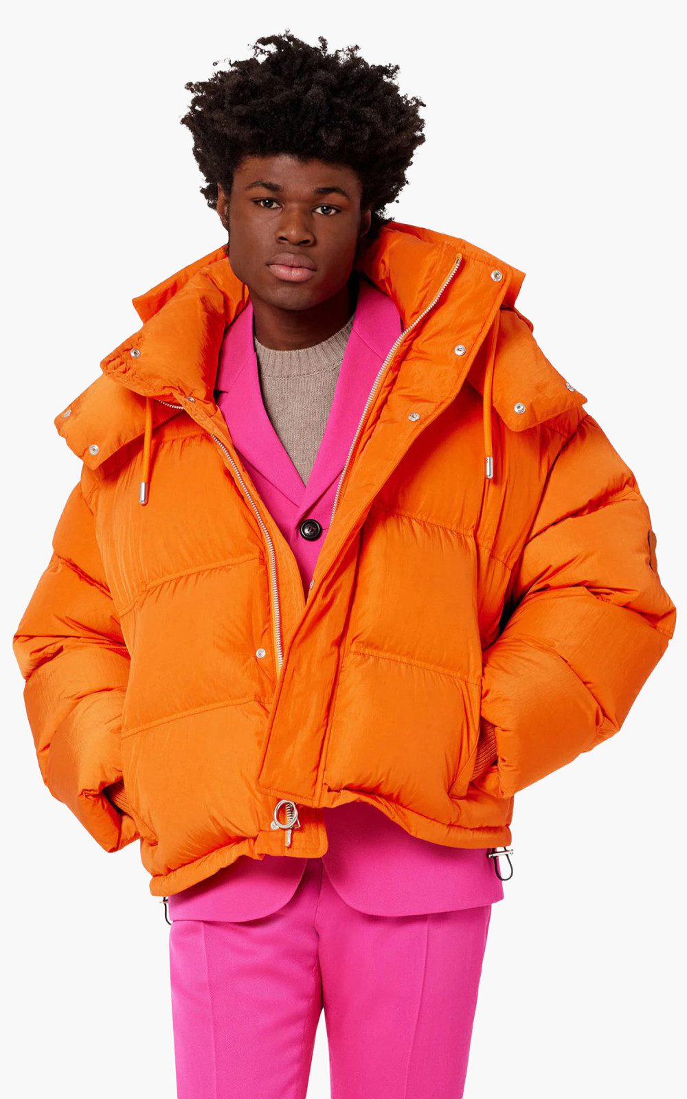 AMI Paris Ami De Coeur Patch Down Jacket Orange | Cultizm