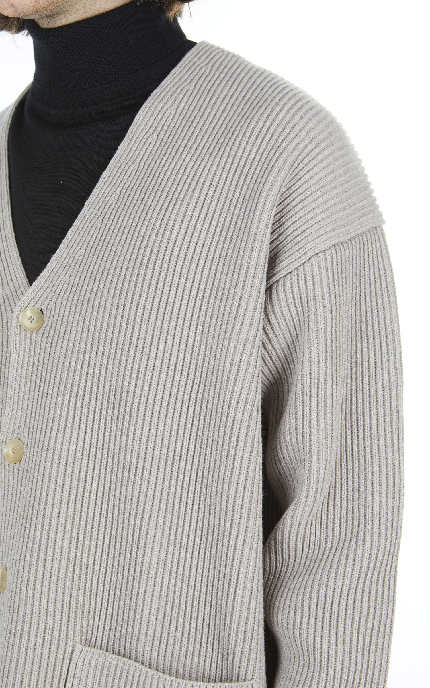 Auralee Super Fine Rib Knit Big Cardigan Grey Beige | Cultizm