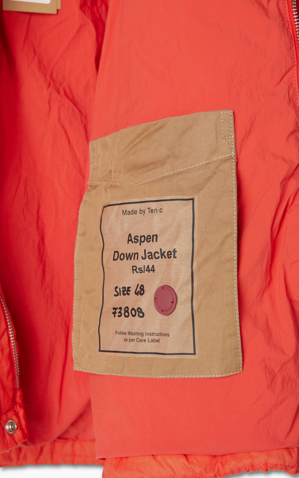 Ten C Aspen Down Jacket Lobster Orange | Cultizm Ten C Aspen Down Jacket Lobster Orange | Cultizm