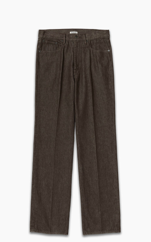 Auralee Hard Twist Denim 5P Pants Brown