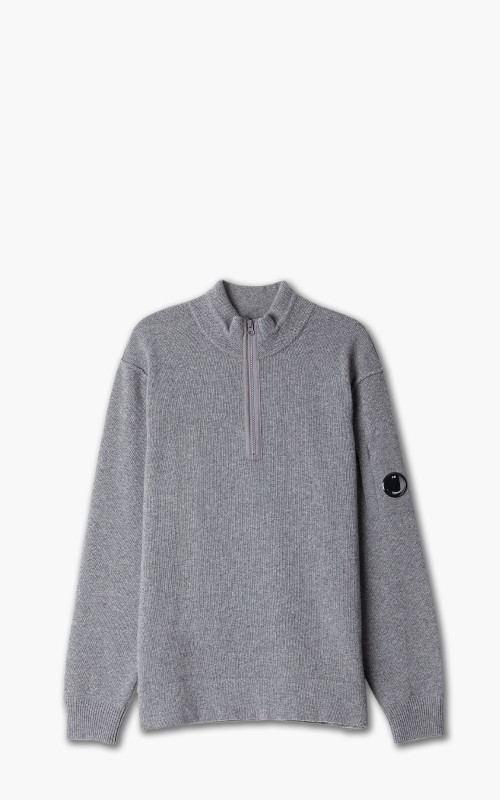 C.P. Company Knitwear Polo Collar Lambswool Tarmac Grey