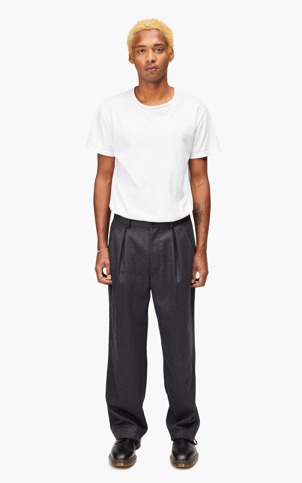 Still By Hand Wide Wool Pants Charcoal | Cultizm