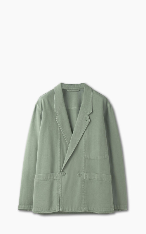 Lemaire Workwear Blazer Garment Dyed Denim Hedge Green