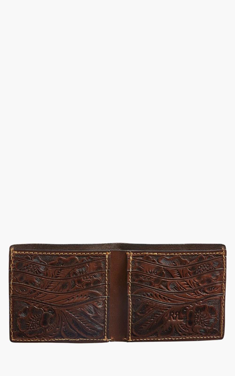 RRL Hand-Tooled Leather Billfold Wallet Brown | Cultizm