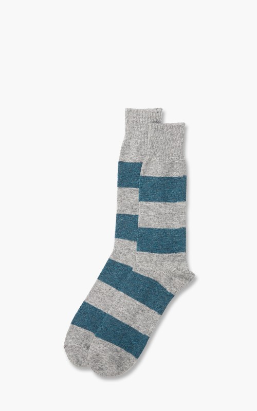 Anonymous Ism Socks Wool/Cashmere Stripe Crew Grey/Blue 16794000-85