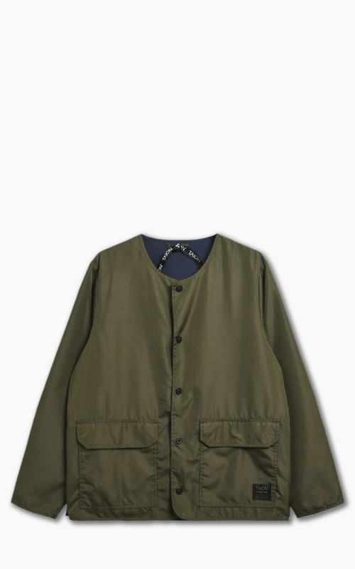 Taion Military Reversible Crew Neck Cardigan Dark Olive