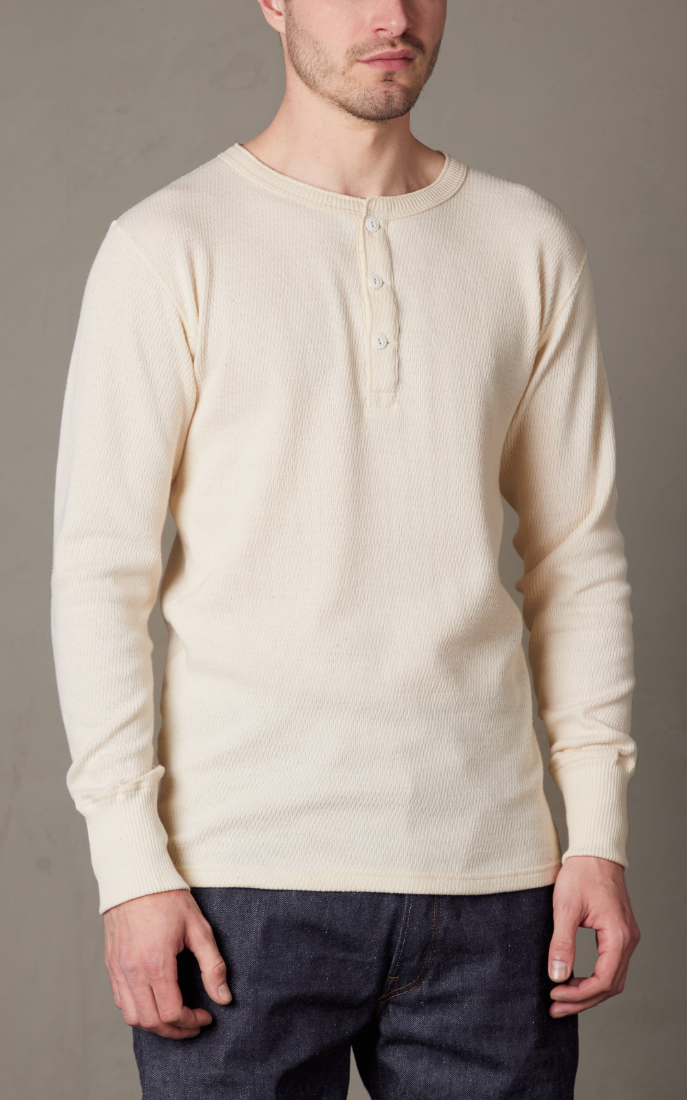 Warehouse & Co. Lot 5904 Waffle-Knit Henley Neck Long Sleeve