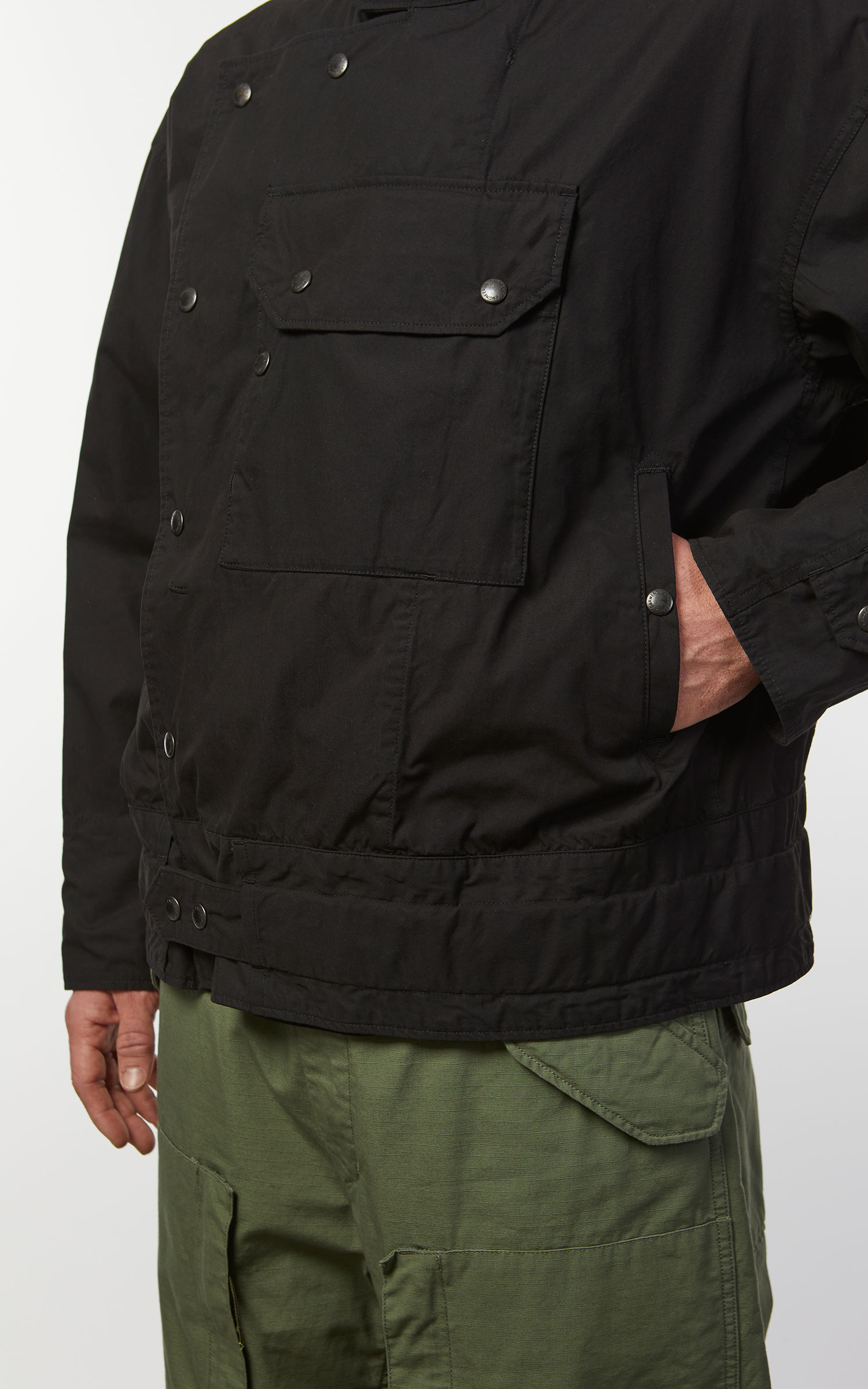 Engineered Garments Moto Jacket Cotton Duracloth Poplin Black 