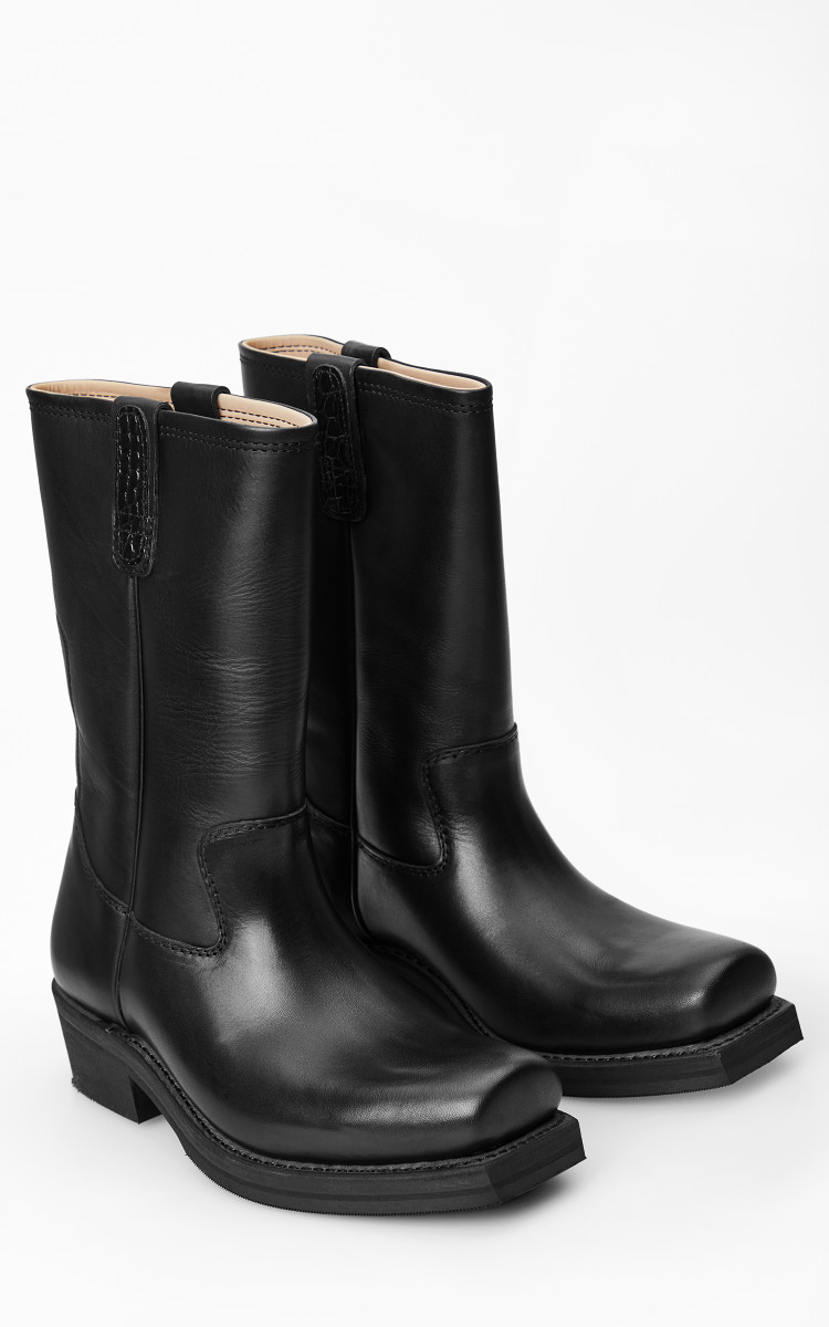 OUR LEGACY FLAT TOE BOOTブラックレザーフラットトーブーツ Our Legacy - Flat Toe Boot Black Leather