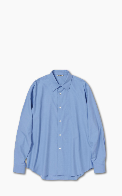 Auralee Washed Finx Twill Shirt Blue