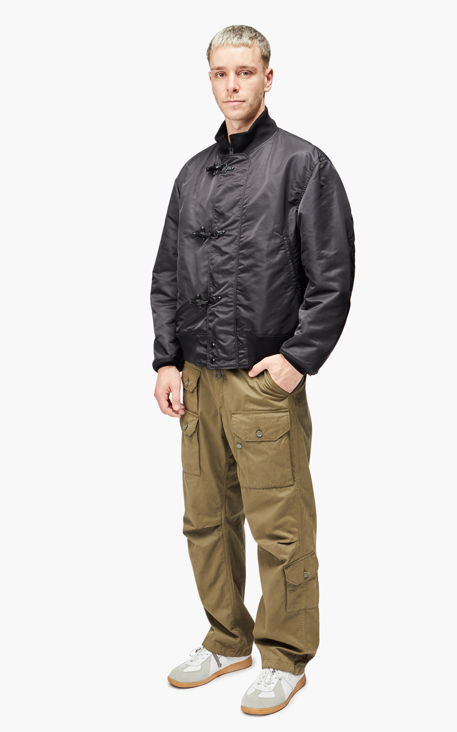 Engineered Garments Deck Jacket Flight Satin Nylon Black Engineered Garments Deck Jacket Flight Satin Nylon Black