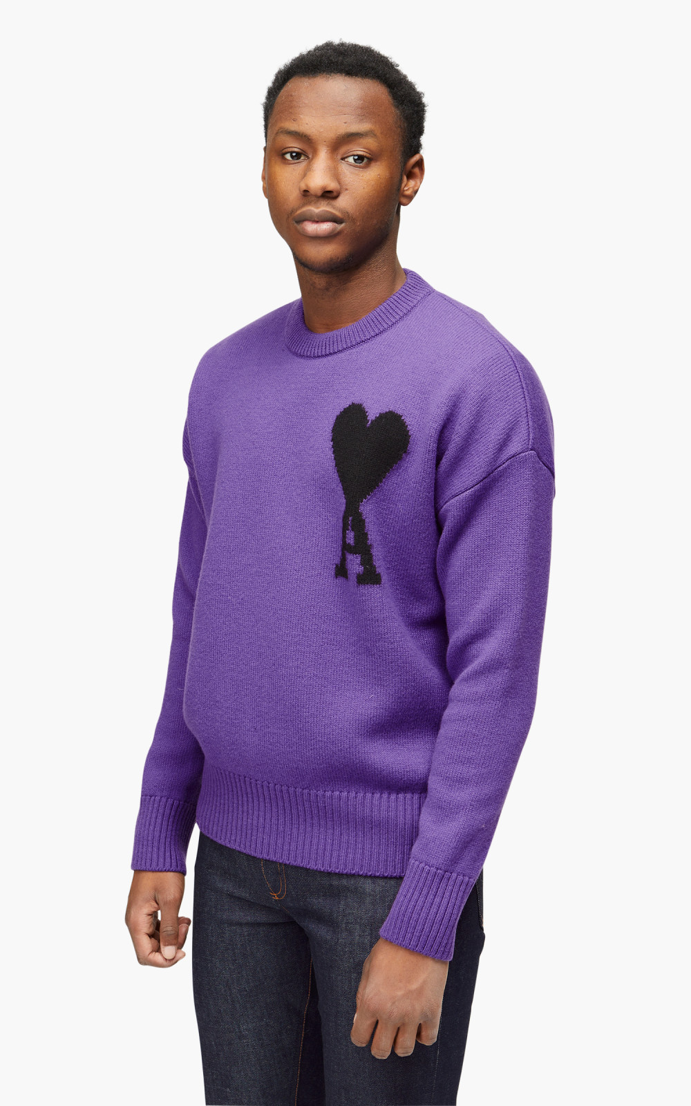 AMI Paris ADC Crewneck Sweater Cotton Purple/Black | Cultizm