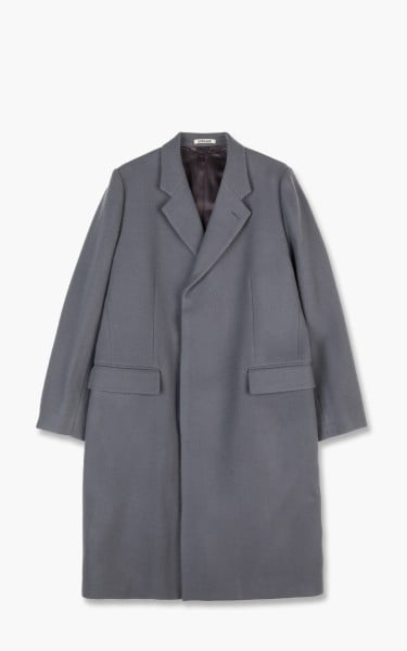 Auralee Double Cloth Light Melton Chesterfield Coat Blue Grey A21AC01LM-Blue-Grey