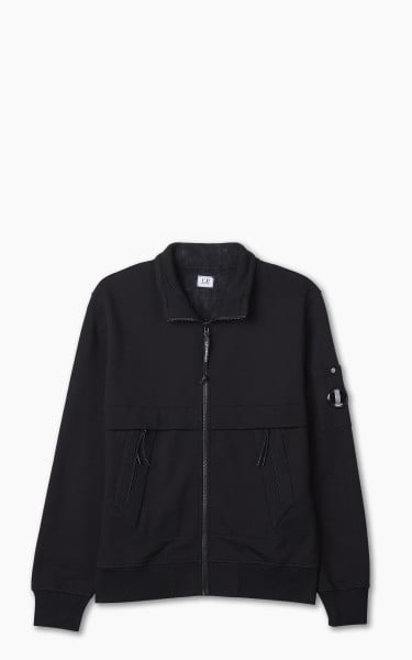 C.P. Company Diagonal Raised Fleece Full Zipped Sweatshirt Black