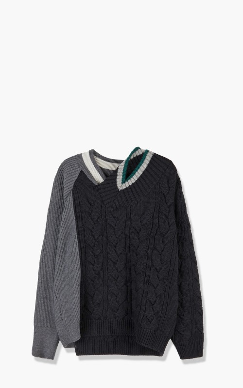 Kolor 21WCM-N02302C Asymmetrical Knit Sweater C-Black 21WCM-N02302C-Black