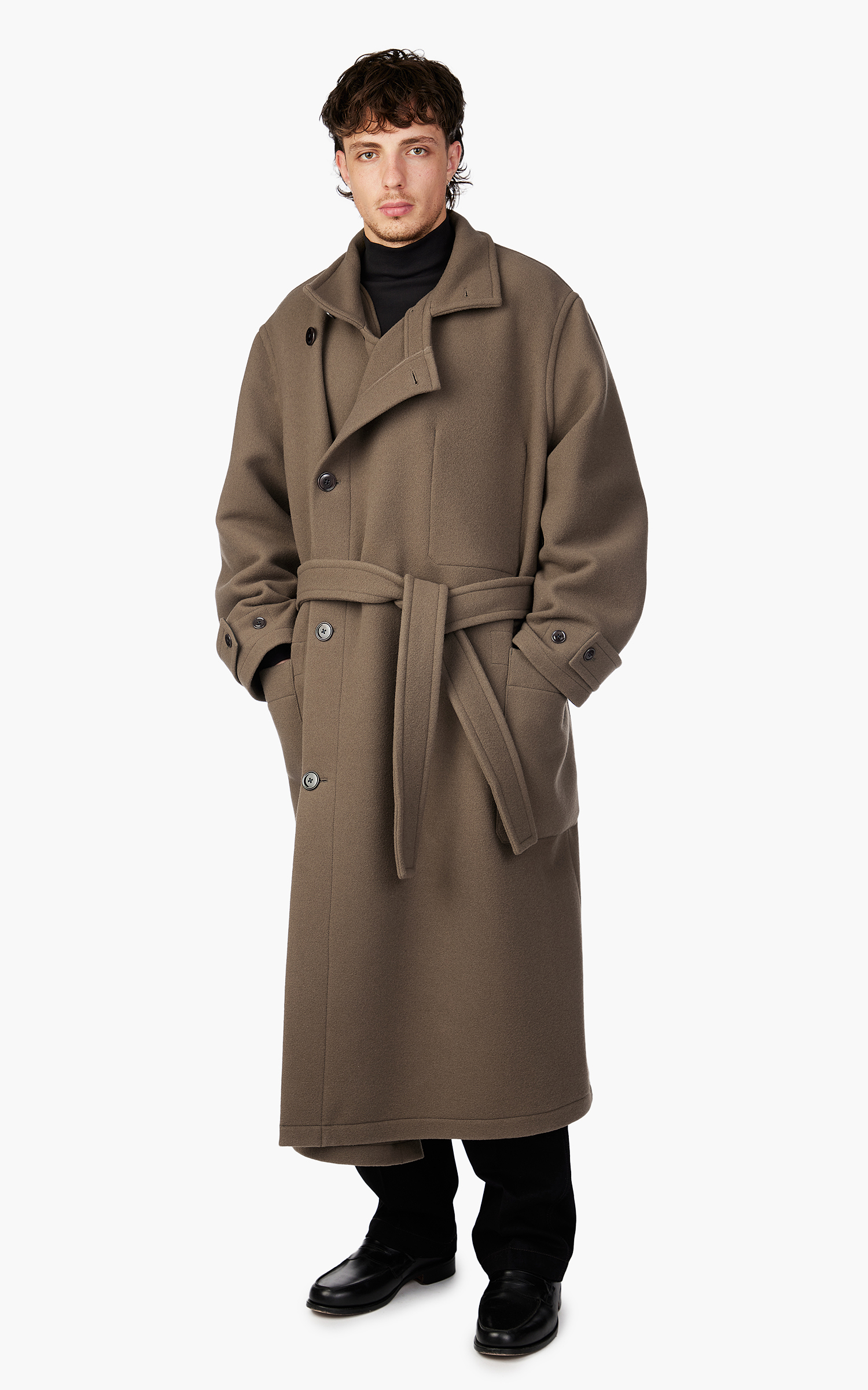 Lemaire Wrap Coat Wool Dark Squirrel | Cultizm