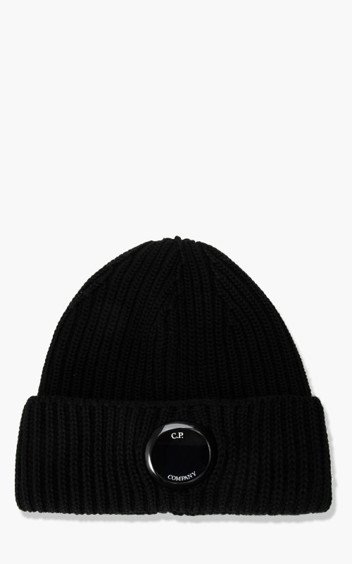 C.P. Company Extra Fine Merino Wool Beanie Black