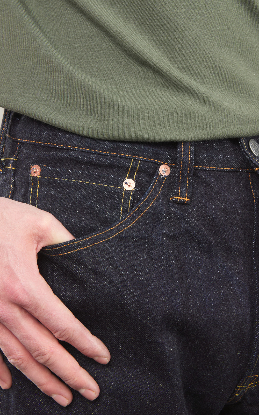 The Flat Head FN-3004 Wide Tapered Jeans Selvedge One Wash