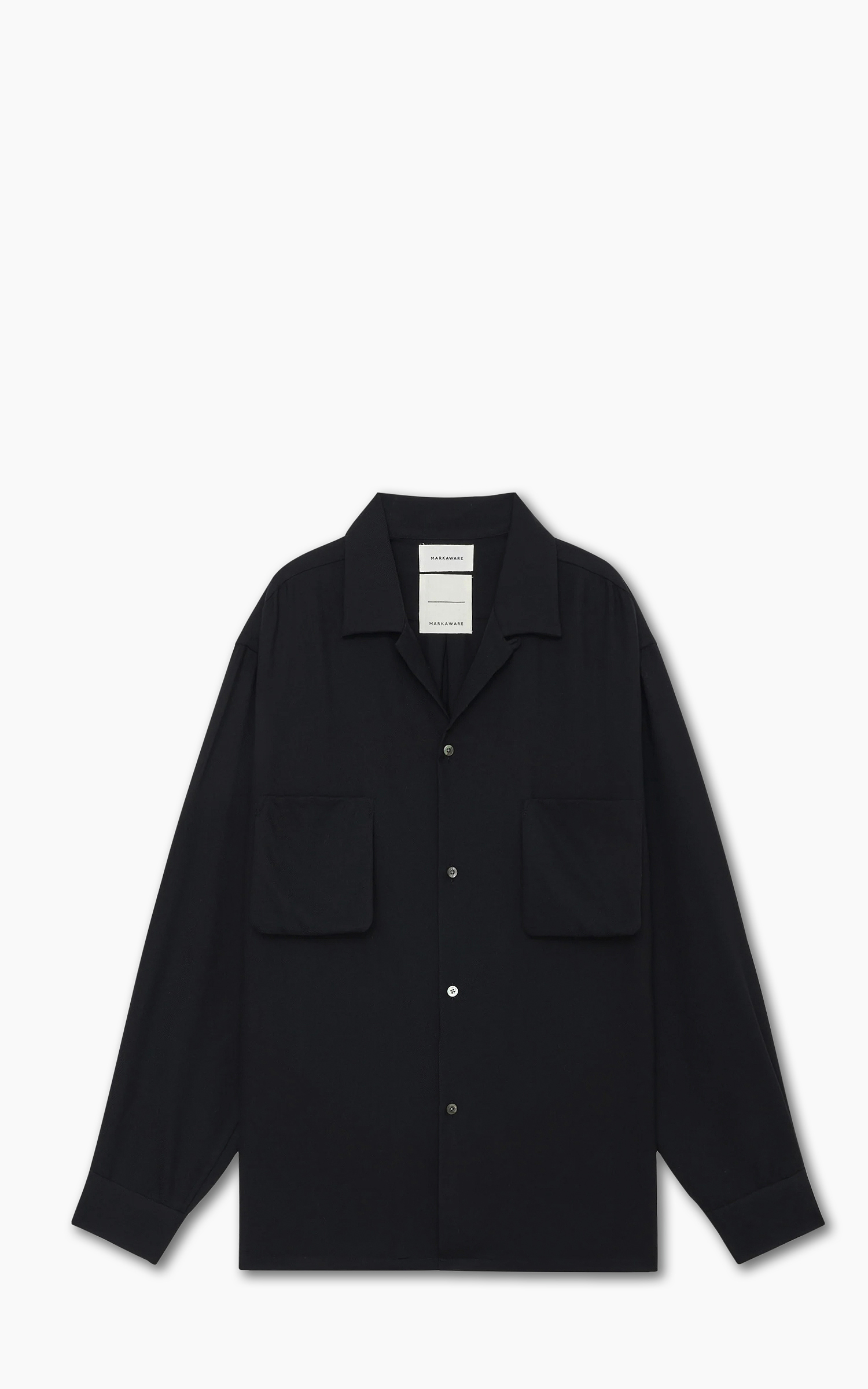 Markaware Viyella Open Collar Shirt Black | Cultizm