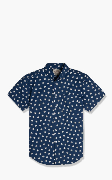 Naked &amp; Famous Denim Easy Shirt Short Sleeve Cats Faces Navy 120851615-NVY