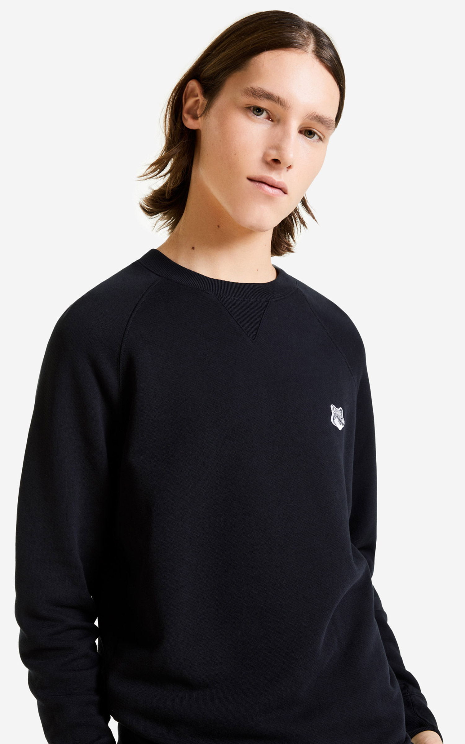Maison Kitsuné Grey Fox Head Patch Classic Sweatshirt Black | Cultizm