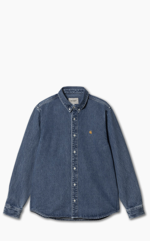 Carhartt WIP L/S Weldon Shirt Perry Denim Blue Heavy Stone Wash