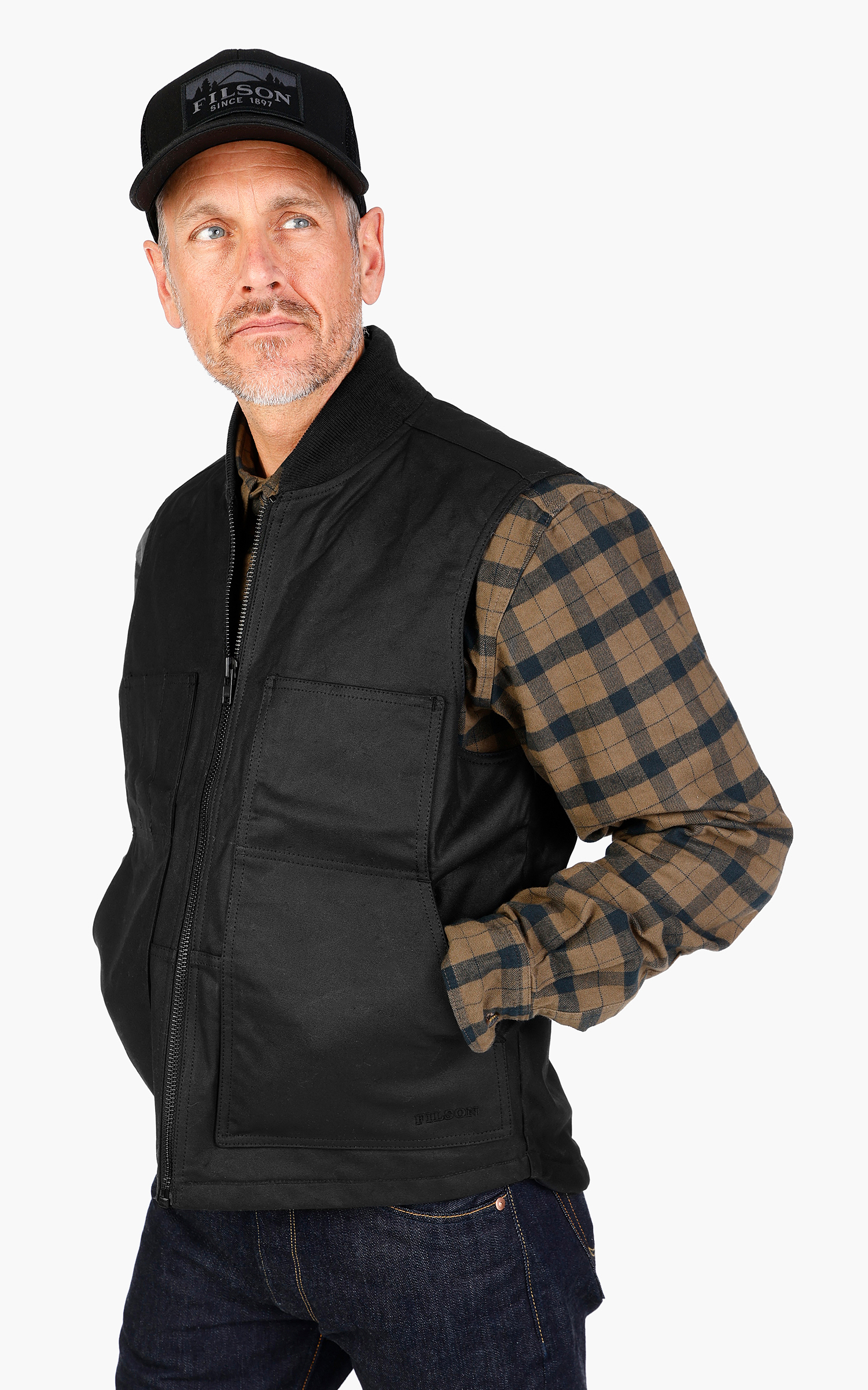 Filson - TIN CLOTH INSULATED WORK VEST - Black – Totem Brand Co.