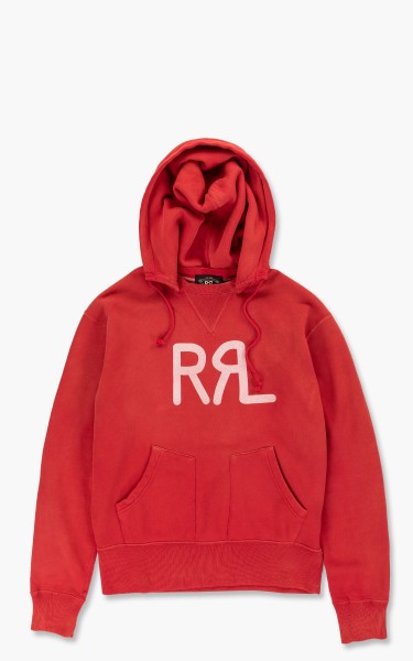RRL Logo Fleece Hoodie Red