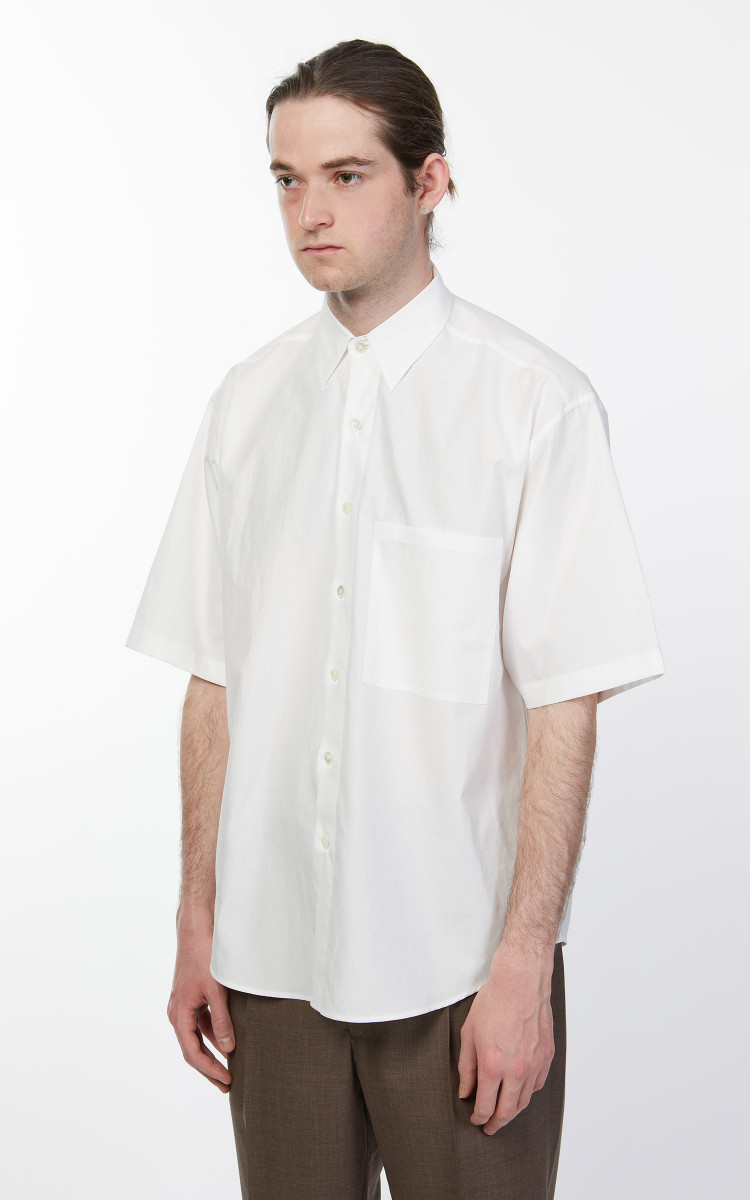 Auralee Washed Finx Twill Big Half Sleeved Shirt White | Cultizm
