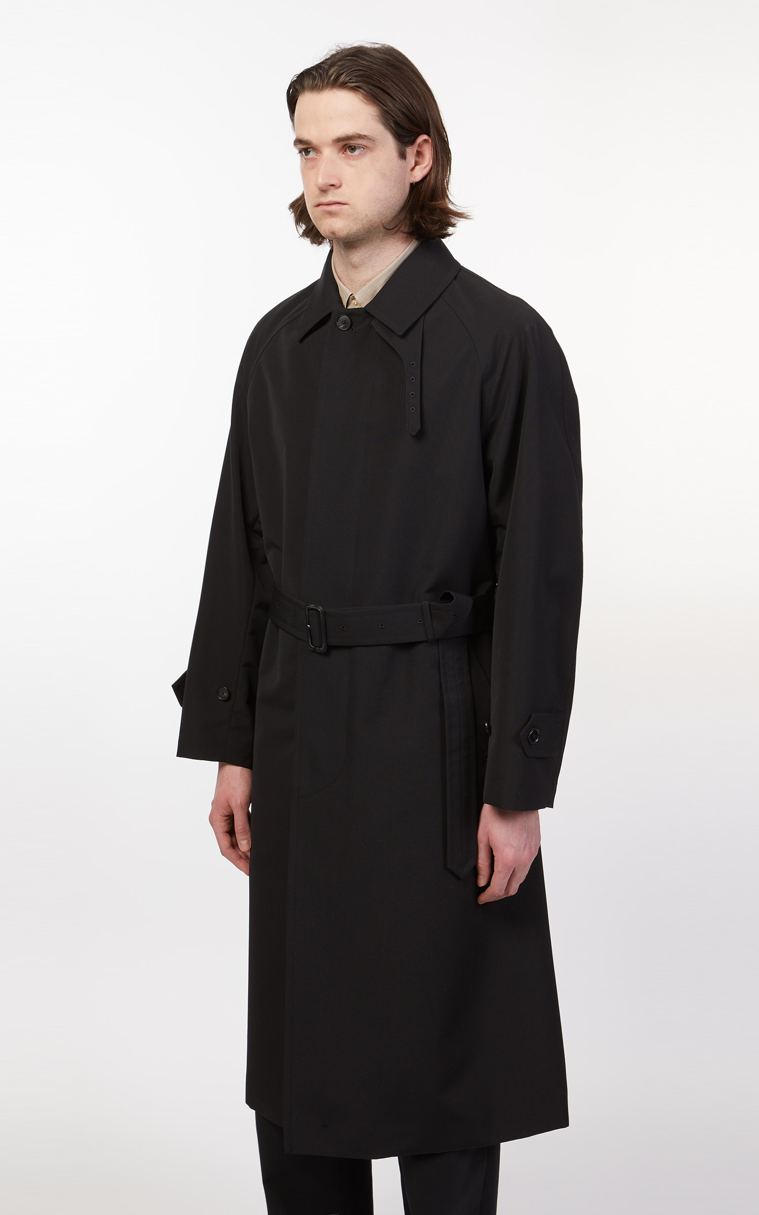 Auralee Wool Max Canvas Soutien Collar Coat Black | Cultizm
