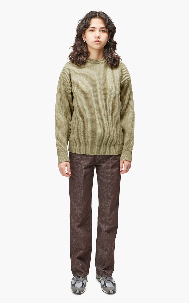 AURALEE◆SUPER FINE WOOL RIB KNIT V N/ウール/ベージュ/SIZE:1 34_c72ad18a-bae4-40c5-bba2-
