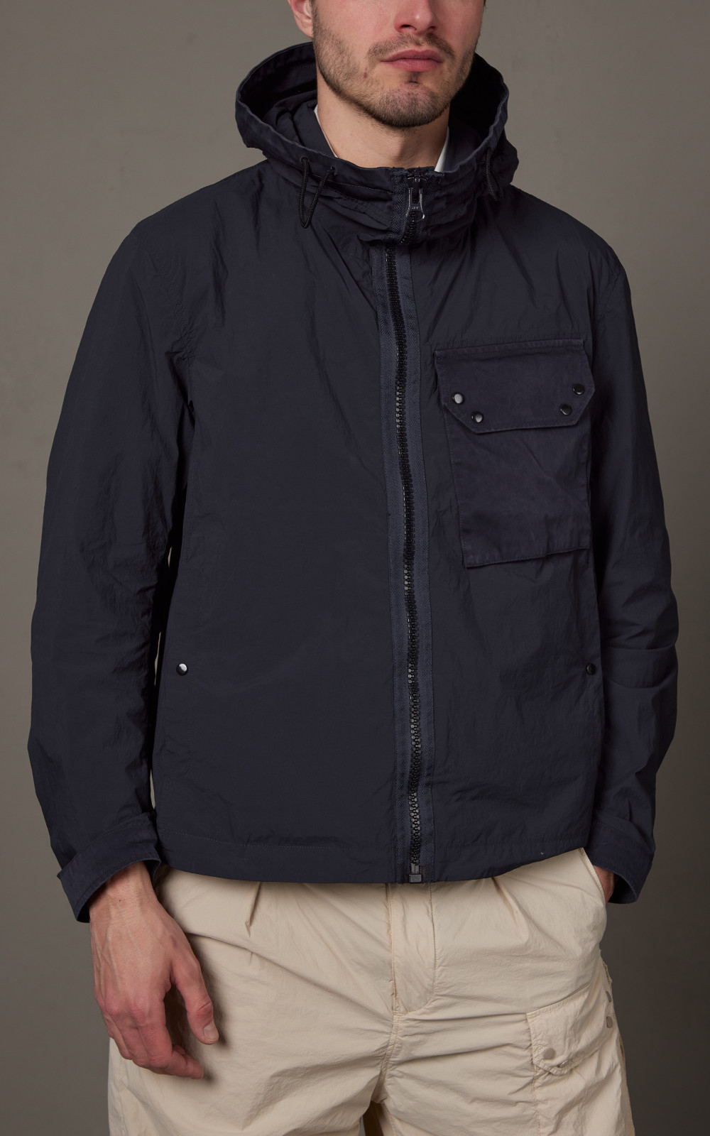 Ten C Hooded Zipped Mid Layer Navy Blue | Cultizm