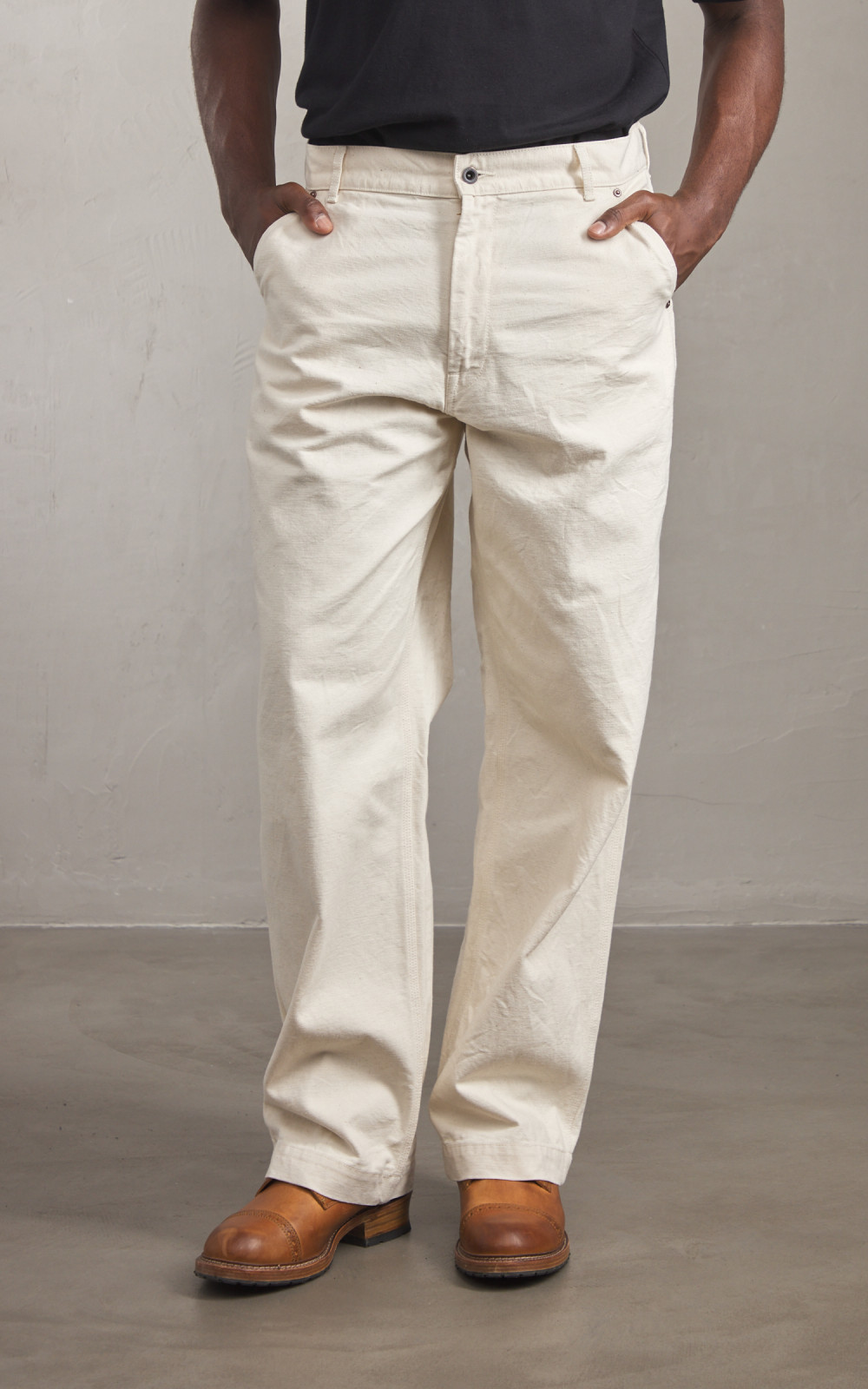 FOB Factory F0530 Cotton Duck Work Pants Ecru | Cultizm FOB Factory F0530 Cotton Duck Work Pants Ecru | Cultizm