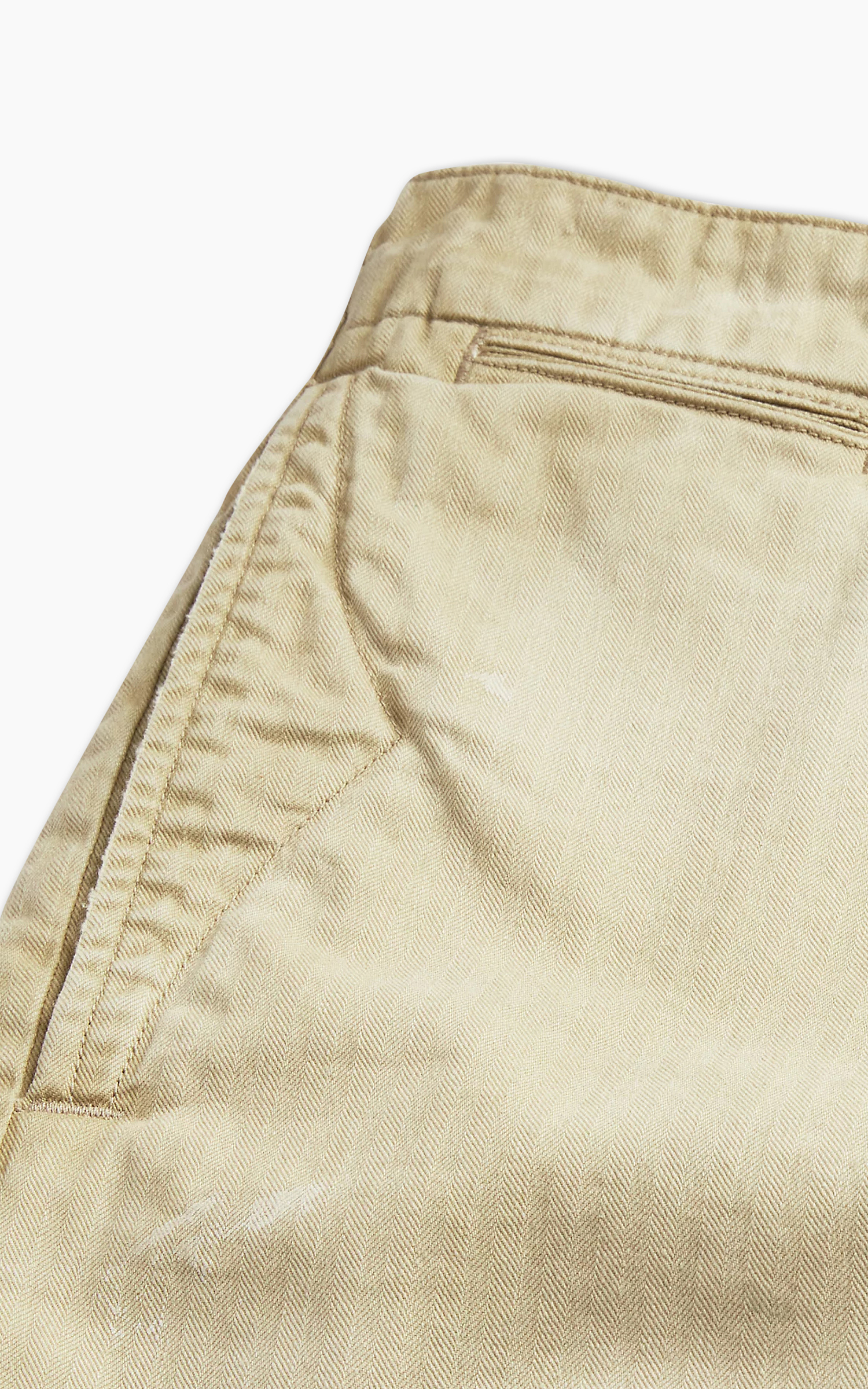RRL Officer's Trouser Distressed Herringbone Vintage Khaki | Cultizm