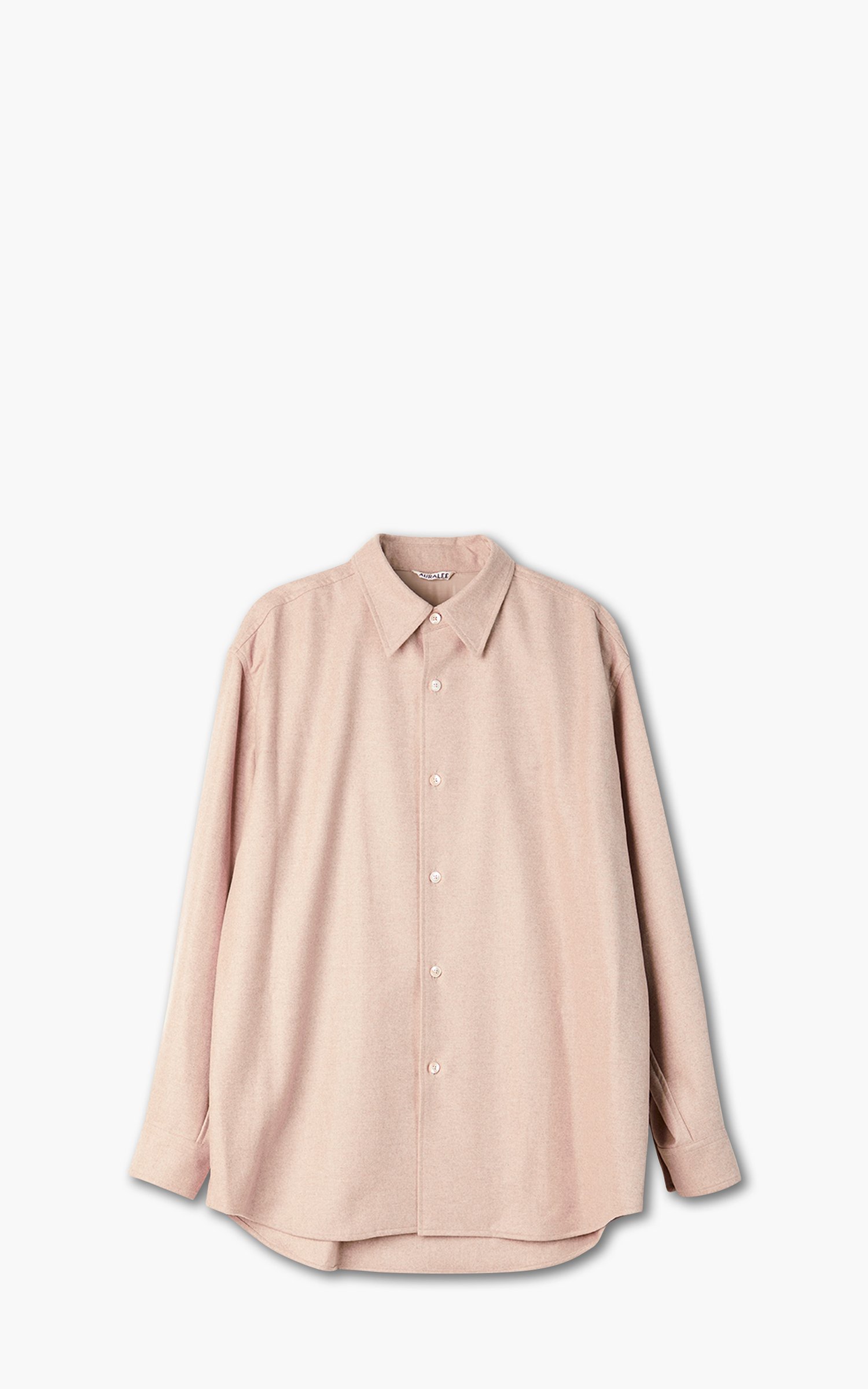 Auralee Wool Fulling Flannel Shirt Top Light Pink | Cultizm