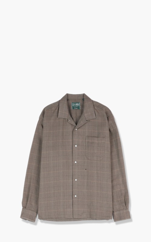 Gitman Vintage Camp Shirt L/S Pocket Shirt Brown Herringbone Check