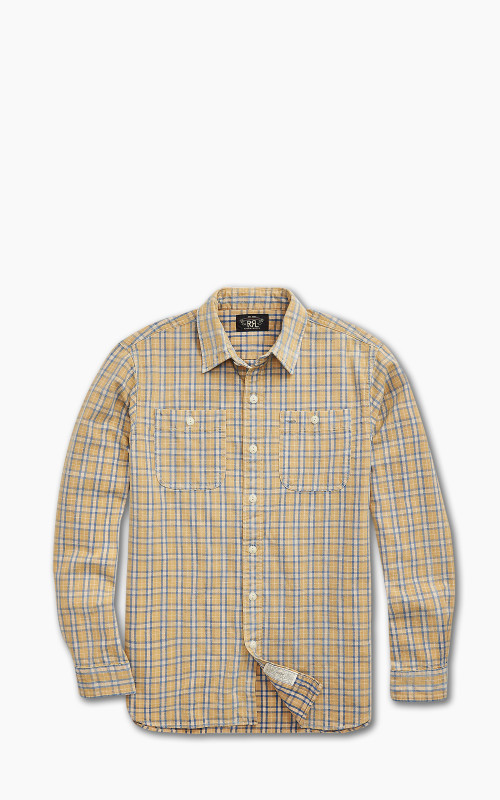 RRL Cody Plaid Woven Workshirt Tan/Indigo