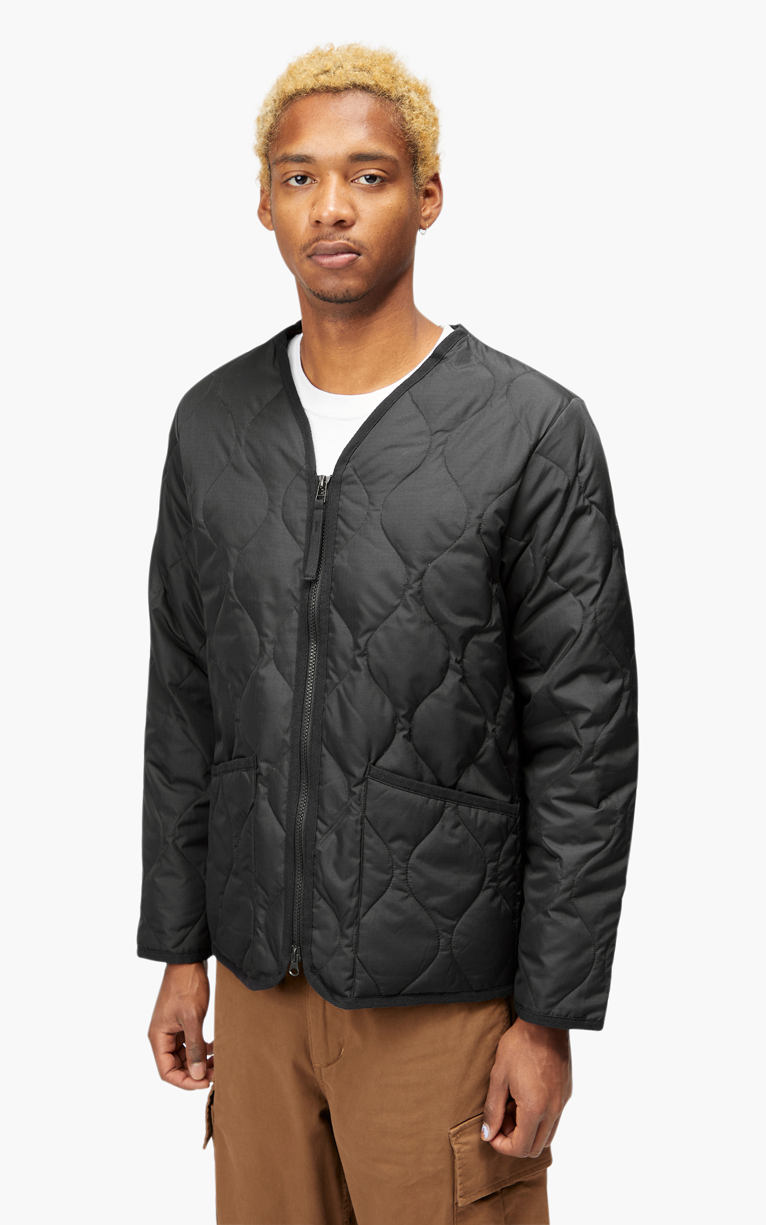 Taion Military Zip V-Neck Jacket Black | Cultizm